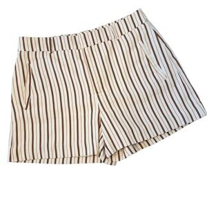 Nine West High Rise Striped Shorts Preppy Orange and Black Lined Medium